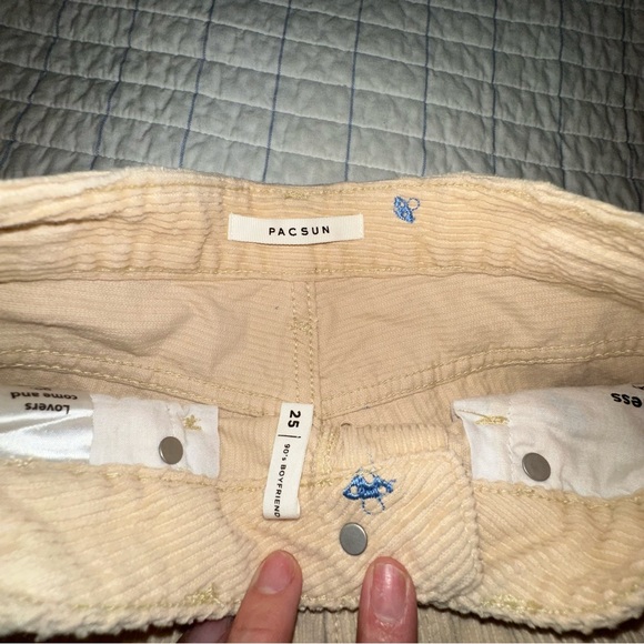 Pacsun Womens 25 Beige Corduroy Shrooms All Over 90s Boyfriend Pants  *FLAW* - Picture 5 of 6